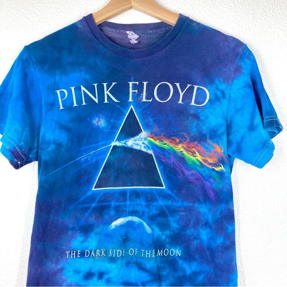 Pink Floyd Tie Dye Graphic Band Tee Small Unisex Rock Roll Blue Cotton - Picture 5 of 11